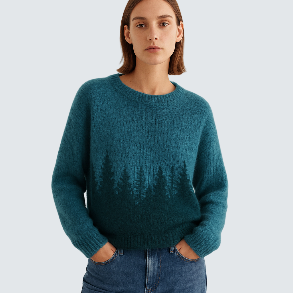 Ema | Pletený Svetr s Lesním Vzorem