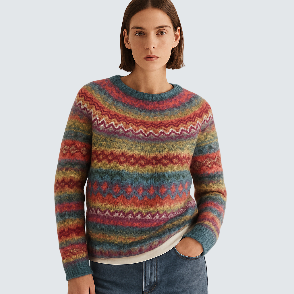 Iveta | Pletený svetr s etno vzorem