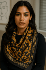 Galina Musta Foulard (100 % Hedvábí - 88 cm)