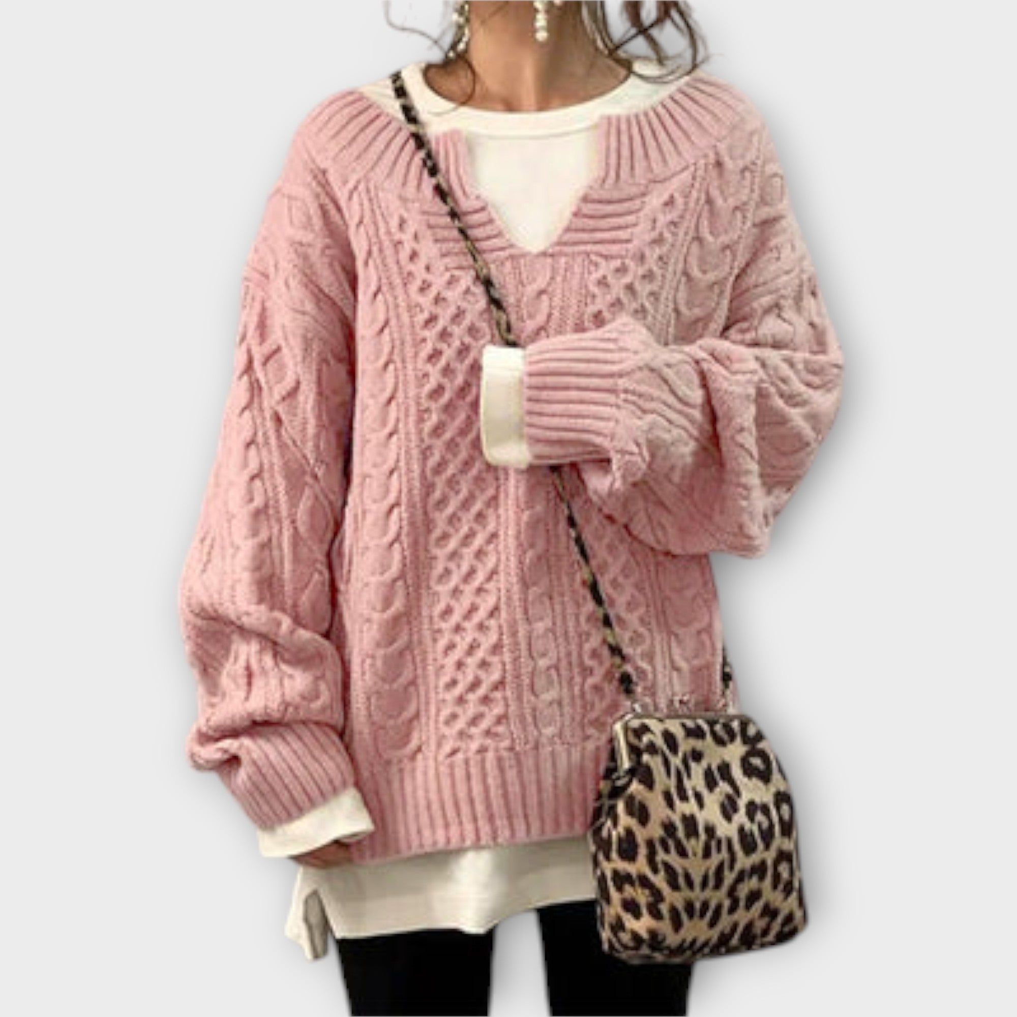 Veronika | Pletený Oversized Svetr s Klasickým Vzorem