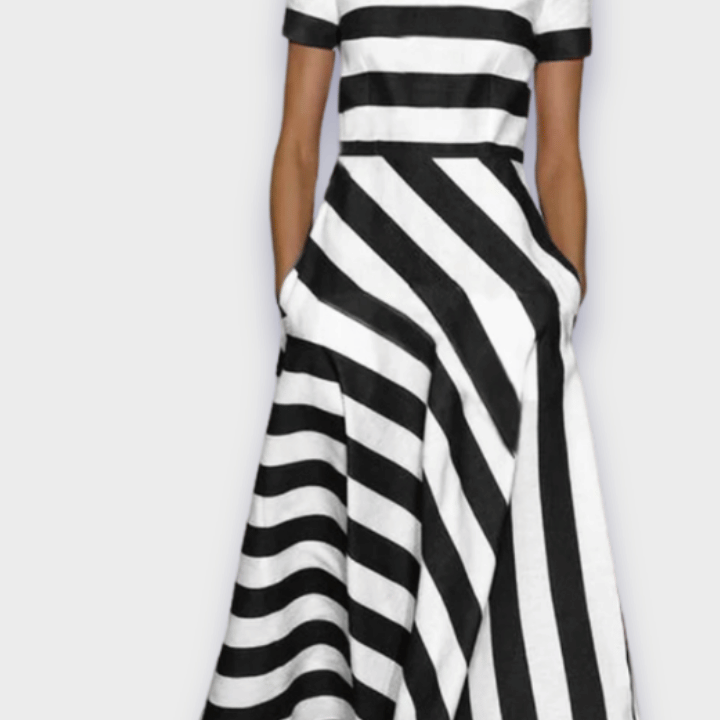 Noelle | Pruhované dlouhé šaty