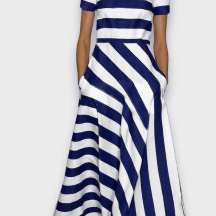 Noelle | Pruhované dlouhé šaty